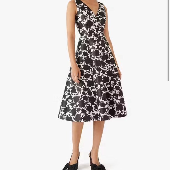 New Kate Spade Floral Soirée Dress- Black and White - Size OO - Picture 3 of 14
